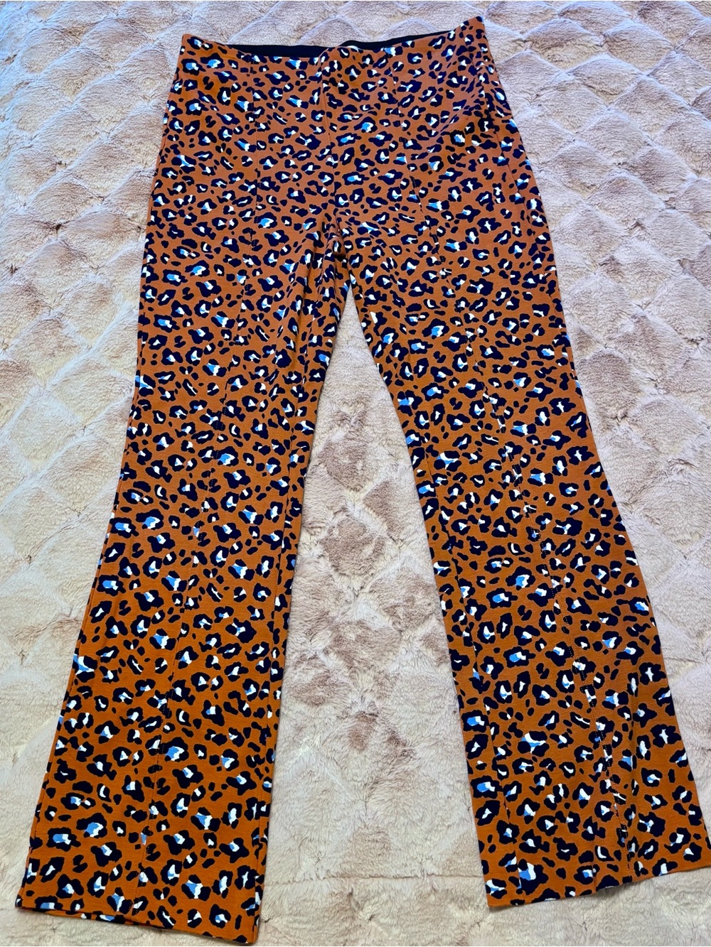 Anthropologie Leopard Print Boot-Cut Pants in Rust and Black